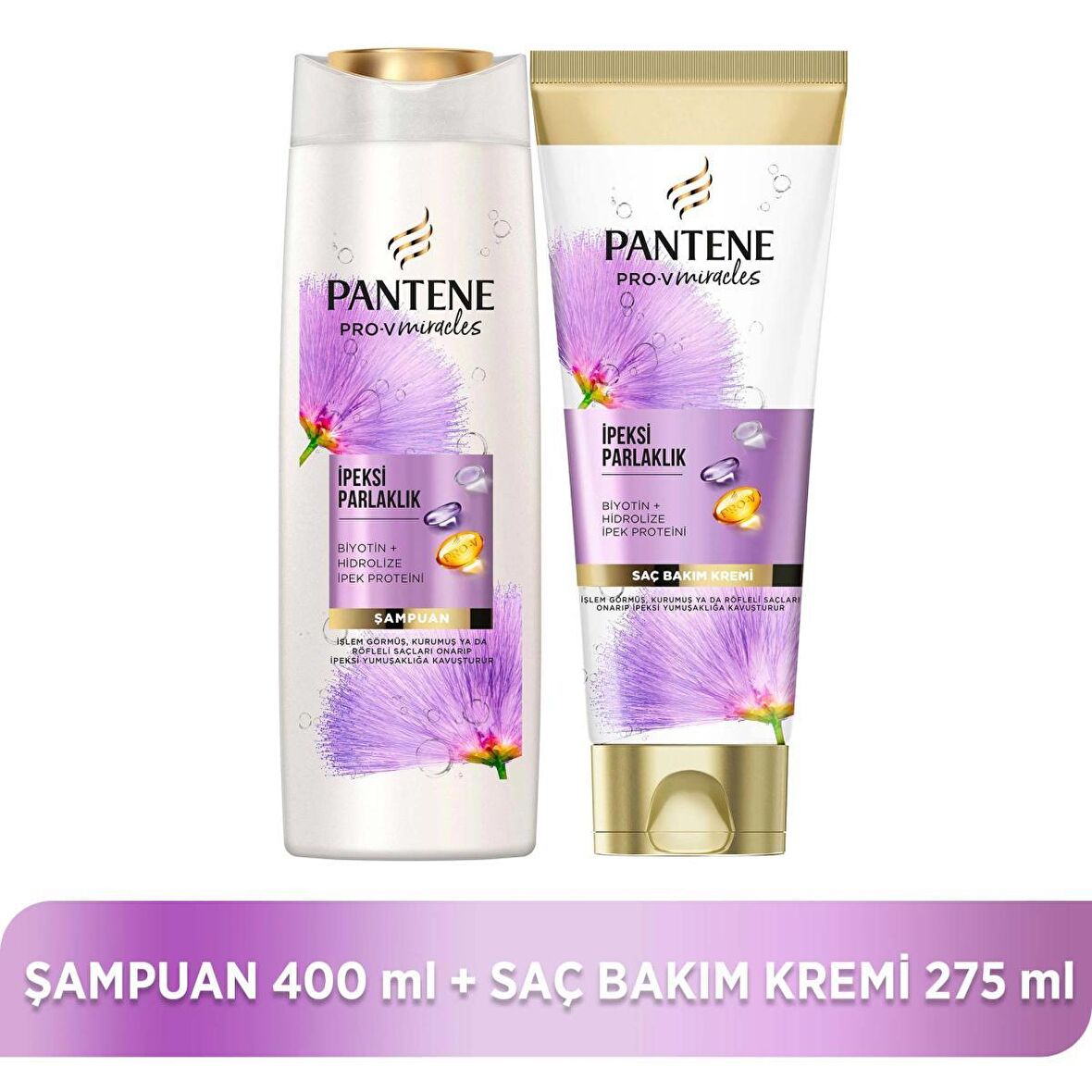 Pantene Pro-V Miracles İpeksi Parlaklık 400 ml Şampuan + 275 ml Saç Bakım Kremi